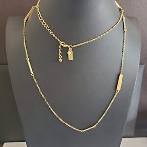 Kate Spade Raising the Bar Station Necklace Gold Plated Bars Crystal‎ Accents